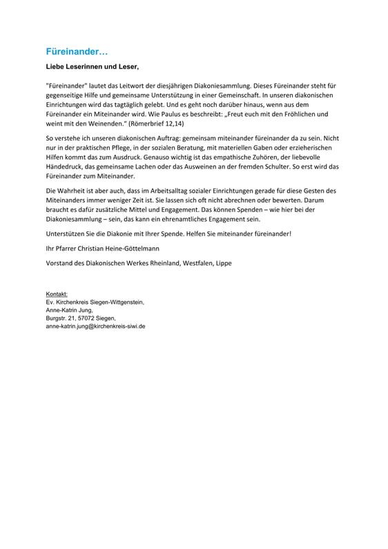 Diakonie-Sommersammlung 2025